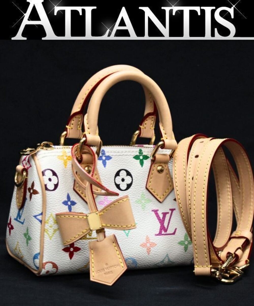 Louis Vuitton Speedy Handbag Shoulder Bag Monogram Multicolor White